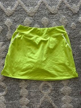 Sigrid Olsen Neon Lime A-Line Skort with White Trim